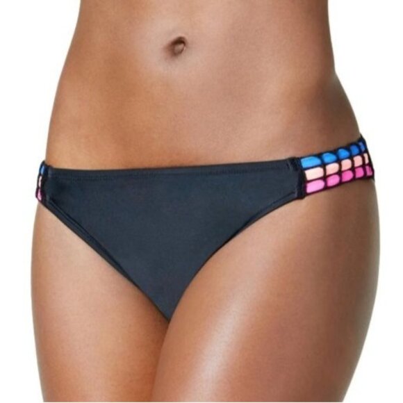 NEW‎ California Waves Hipster Low-Rise Bikini Swim Bottom Black Multi, Size XS - Picture 2 of 10